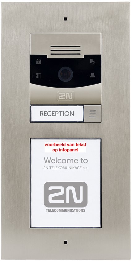 DEURINTERCOM - 1 druktoets / button - camera - met infopanel en lichtnetadapter - deuropener-relais - inbouw - VoIP/IP/SIP - 2N Helios IP Verso - uitbreidbaar - video parlofoon