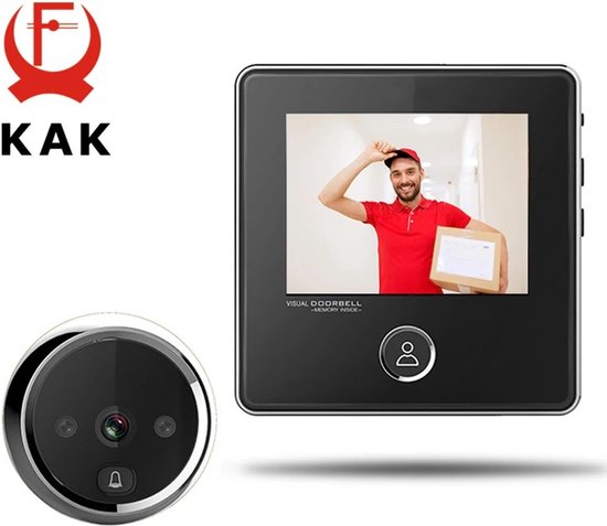 Deurspion Digitaal met Camera, Deurcamera, Foto-opname Functie, Infrarood + Nightvision, 3 Maanden Batterij Duur, Zwart van Merkloos