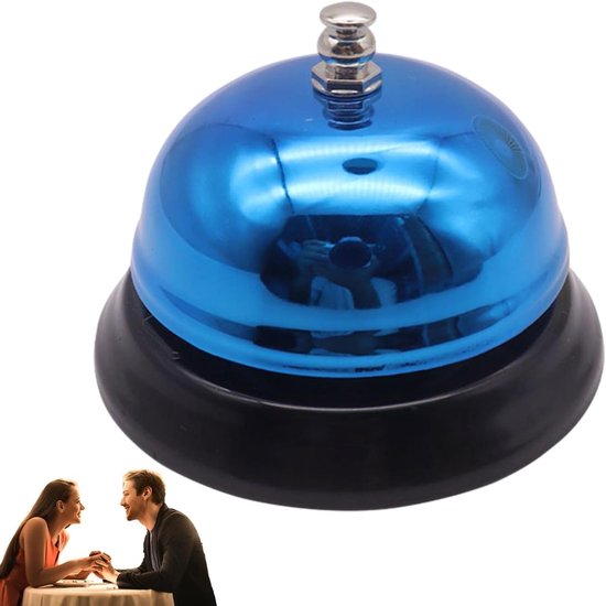 Dienstklok - Baliebel Receptiebel - Klantenservice Verbeteren - Metalen Constructie - 8.5 cm - Blauw