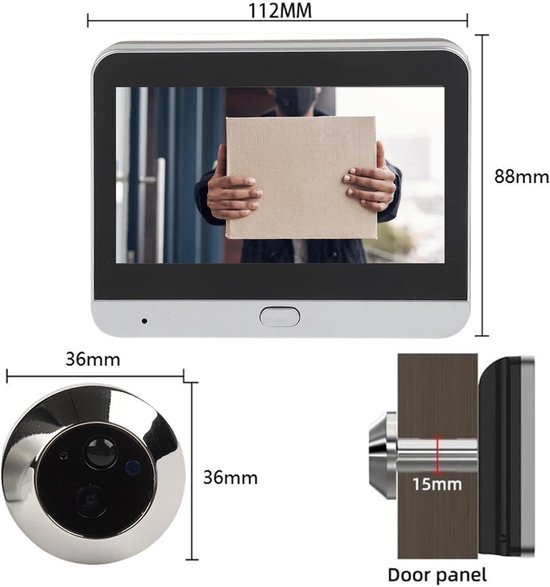 Digitale Deurcamera - Spioncamera Deur - Veiligheid Thuis - 1080P Groothoeklens - 4.3 Inch Scherm - Zilver