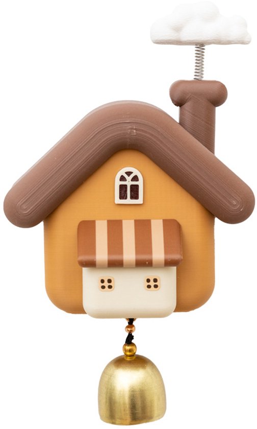 Dingdong deurbel - Klein huis - Messing bel - Deurhanger - Magnetische windgong - Herinnering winkelopening - Deurbel - 9,7 cm * 16 cm * 3 cm