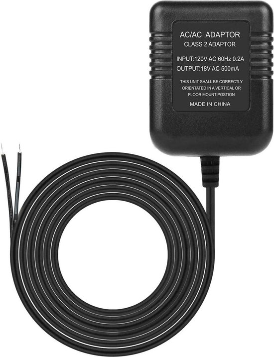 Donley - Transformator voor Eufy video deurbel - Adapter voor Eufy video deurbel - 5 meter kabel - Video deurbel adapter - Eufy en Ring deurbel adapter - Voeding deurbel - Stroom adapter deurbel - Doorbel power adapter - 230v-18v - AC230V, 50Hz tot 1 van Merkloos