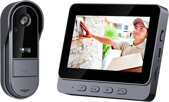 Doorsafe 4100 | draadloze camera deurbel | 4.3″ kleurenscherm | deurbel op accu | 100% Privacy, gemak & eenvoud - 16Gb opslag op SD-kaart van Doorsafe