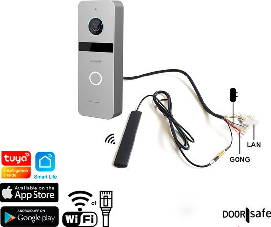 Doorsafe 6660 PRO - Professionele internet camera video deurbel - FHD 2MP - via 2,4 of 5Ghz WiFi of netwerkkabel - 32Gb & NAS - instelbaar bewakingsgebied & lichaamsdetectie