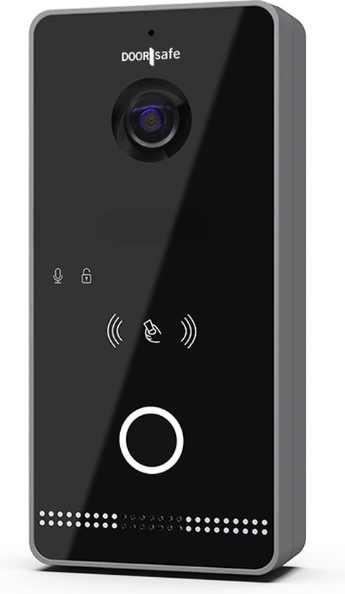 Doorsafe 6670 PRO | HD internet deurbel met camera + Direct POE IEEE 802.3af & Mifare Chipreader | Zwart/Donkergrijs | 2.4/5Ghz WiFi of Netwerkkabel | 32Gb & NAS van Doorsafe