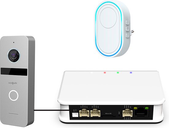 Doorsafe 6705 PRO - Professionele internet deurbel met camera - FHD 2MP - gratis lokale opslag op 32Gb SD-kaart - internet via WiFi of netwerkkabel - bewegingsmelder met lichaamsdetectie & instelbare activiteitenregio + WiFi gong van Doorsafe
