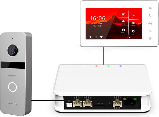 Doorsafe 6750 PRO - Professionele internet deurbel met camera - FHD 2MP - gratis lokale opslag op 32Gb SD-kaart - internet via WiFi of netwerkkabel - bewegingsmelder met lichaamsdetectie & instelbare activiteitenregio - met 7" full-touchscherm van Doorsafe