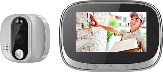 Doorsafe 6914 | Digitale internet deurspion met deurbel | 2,4 Ghz WiFi | 4,3″ scherm | met deurbel drukknop | met PIR bewegingsmelder | maakt video’s | 16Gb van Doorsafe