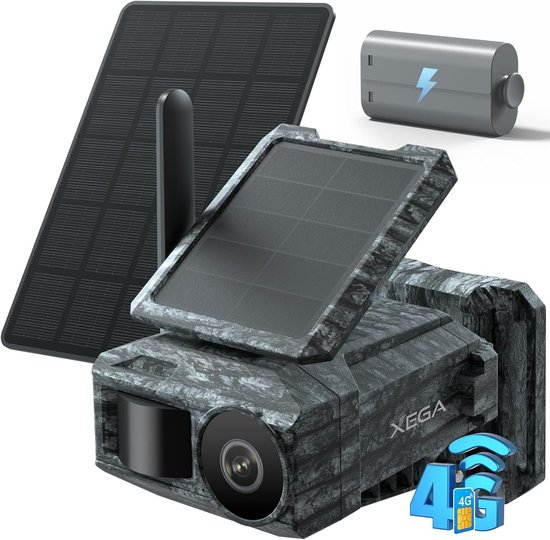 Draadloze Beveiligingscamera - Buiten Camera - Dieren Observatie - 4G SIM Kaart - 2K HD Resolutie - Zilver