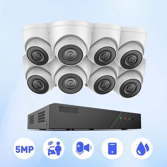 Draadloze Beveiligingscamera - Buiten Camera met Nachtzicht - Camerabewaking - H.265+ 6MP NVR - IP Camera - Audio - IP67 Weerbestendig - Ingebouwde Microfoon van Merkloos