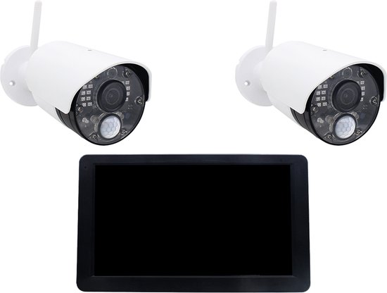 Draadloze Beveiligingscamera Set - 10 inch Touchscreen Monitor - 2 Camera's - Full HD van Electraline