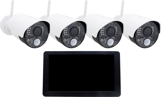 Draadloze Beveiligingscamera Set - 10 inch Touchscreen Monitor - 4 Camera's - Full HD van ZetSmart