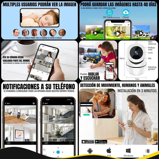 Draadloze Bewakingscamera - IP Camera Binnen - Huis Bewaken - Tweeweg Audio - 1080p Resolutie - Wit