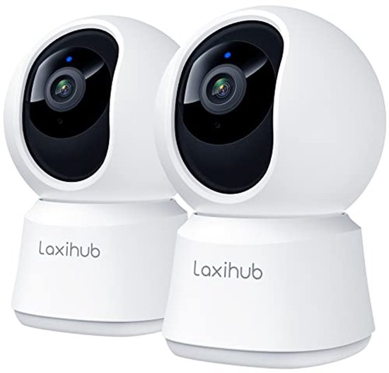 Draadloze Bewakingscamera voor Binnen - 1080p HD, Nachtzicht, Bewegingsdetectie, Bidirectionele Audio, Compatibel met Google en Alexa (2 Stuks)