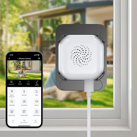 Draadloze Binnen Camera 3MP 2K, Dubbele Band WiFi, Bewaking voor Raam, Kleuren Nachtzicht met AI, Bewegingsdetectie, 24/7 Opname, Snelle Installatie