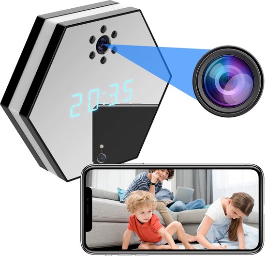 Draadloze binnenhuiscamera met HD nachtzicht – wifi beveiligingscamera voor mobiel, extern netwerk, live bewaking, baby- en huisdiermonitoring van Merkloos