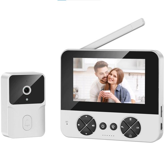 Draadloze Buitenvideodeurbel met Camera – IP65 Waterdicht 1080P HD – 4,3 Inch IPS-scherm Video-intercom – Infrarood Nachtzicht en Tweerichtingsaudio – Draadloze Deurbel met Bluetooth-verbinding