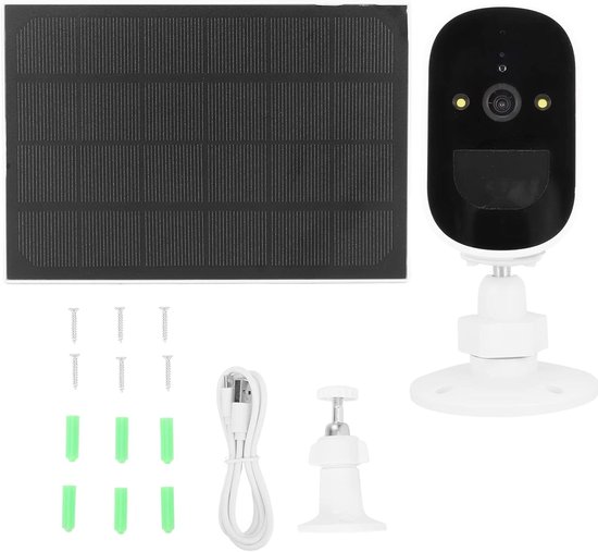 Draadloze Camera - Beveiligingscamera Buiten - Woning Beveiligen - Zonne-energie Werking - 18 x 17 x 11 cm - Wit