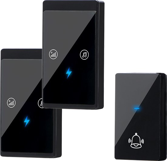 Draadloze deurbel-2 plug-in ontvangers-Doordringbare obstakels 80 meter-Herinnering knipperend licht-IP44 waterdicht-38 melodieën-Instelbaar volume-Geen batterijen nodig