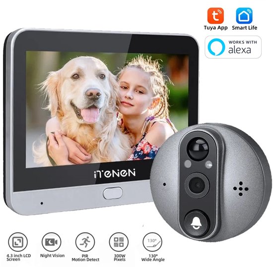 Draadloze Deurbel 3MP Wifi - PIR Detectie - Tuya Smart - Met Camera Ring Bell - Voor Buiten - Huisbeveiliging