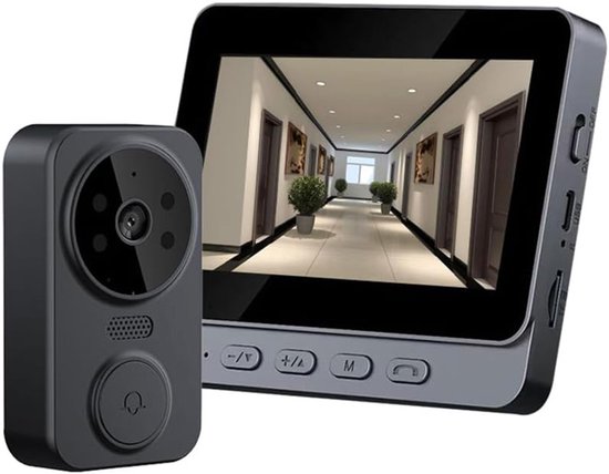 Draadloze deurbel camera - Deurbel met Camera - Draadloze Deurbel - 4.3 inch Scherm & Nachtzicht - 2-Weg Spraak - 800mAh Batterij - Eenvoudige Installatie - Beveiliging voor Thuis van Merkloos