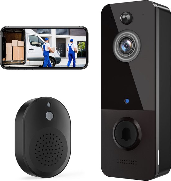 Draadloze Deurbel Camera - IP65 2.4G WIFI Waterdicht - Visuele Intercom Nachtzicht PIR Sensor - USB Chime - Cloudopslag van Fisheye Box