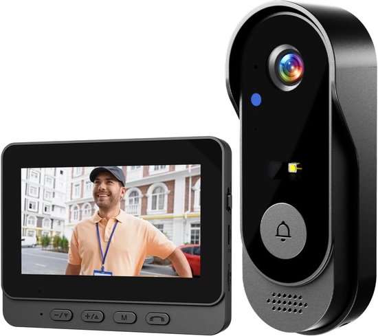 Draadloze Deurbel Camera, Video Deurbel met 2.4G Verbinding, Geen Netwerk en APP Nodig, Videogesprek, Tweeweg Audio, Nachtzicht, IP66 Waterdicht van Merkloos