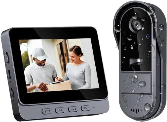 Draadloze Deurbel Camera - Video Intercom - Huis Beveiligen - Zonder Wifi App - 43 inch Scherm - Zwart