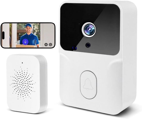 Draadloze deurbel - Draadloze videodeurbel met camera - Tweewegcommunicatie - Nachtzicht - Werkt op batterijen - Eenvoudige installatie - Ondersteuning geschikt voor cloudopslag - Wit van Merkloos