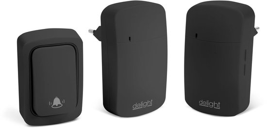 Draadloze deurbel - Kinetisch / batterijloos - zwart - 2 ontvangers - 38 melodieën - IP54 waterbestendig drukknop - 433MHz - eenvoudig te installeren [55345BK-2]