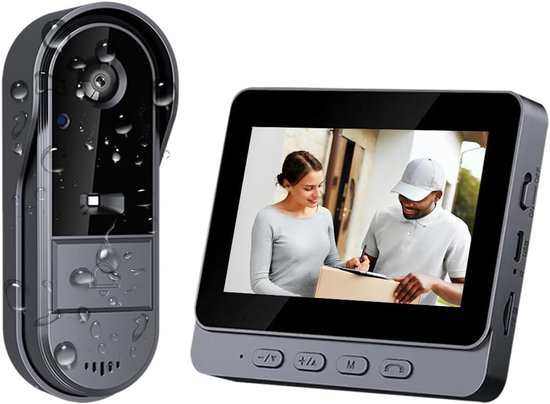 Draadloze Deurbel met 4,3” Scherm en Camera Zonder Wifi & App, 1080P Video Intercom, 170° Groothoek, Nachtzicht, IP65 Waterdicht, SD Kaart Opname, Tweerichtingsaudio, Huis Beveiliging