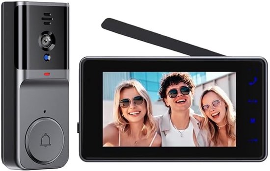 Draadloze Deurbel met Camera 1080P - 4.3 inch Scherm & Tweeweg Audio - WiFi Verbinding voor Thuisgebruik van Merkloos