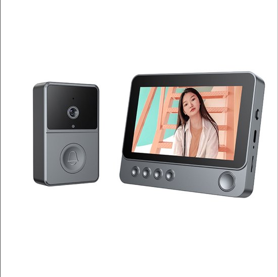 Draadloze Deurbel met Camera – IP65 Buiten Waterdicht – 1080P HD 4,3" Scherm – 2,4G Draadloze Videodeurbel – Tweerichtingsaudio – Nachtzicht – Weerbestendig – Ondersteunt MicroSD