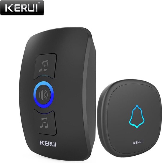 Draadloze Deurbel - Waterdichte Touch Knop - Home Security - Welkom Smart Klokkenspel - Deurbel Alarm - Led Light - 32 Nummers - Zwart (A)