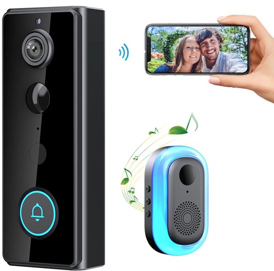 Draadloze Deurbel WIFI - Slimme Video Intercom met Camera - Waterdichte PIR-bewegingsdetectie Nachtzicht - Deurbel voor thuisbeveiliging - Met bel en gratis app van Byronix