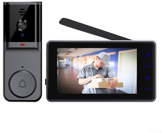 Draadloze deurbelcamera - Draadloze videodeurbel met 1080P-scherm - Tweeweg video-intercom - Stabiele 2,4G-verbinding - Laag stroomverbruik van Merkloos