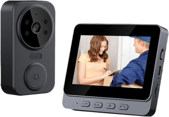 Draadloze Deurbelcamera met Schermmonitor - Waterdichte Deurbel met 4,3 Inch Scherm - 120° Kijkhoek - Nachtzicht - Gezinsvideo -Intercom - Video-Deurtelefoon voor Thuis - Geen Wifi/App-Verbinding