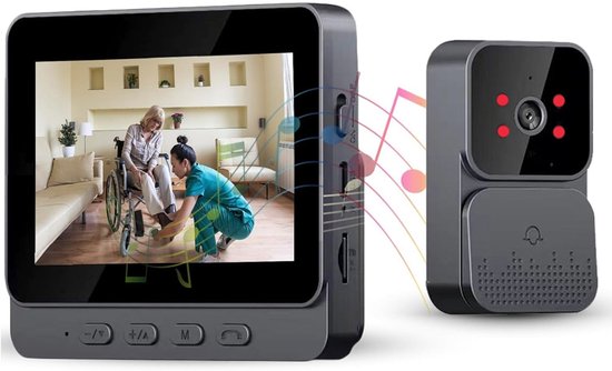 Draadloze Deurbelcamera - Videodeurbelcamera Met Monitor - Tweewegactivering En Intercom - 4,3 Inch IPS-Scherm - Geen WiFi En Geen App