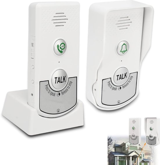 Draadloze Intercom Set 1000 Meter Bereik - Batterij 2000 mAh - Speciale Communicatiechip - Verlicht Display - 2-delig - Wit
