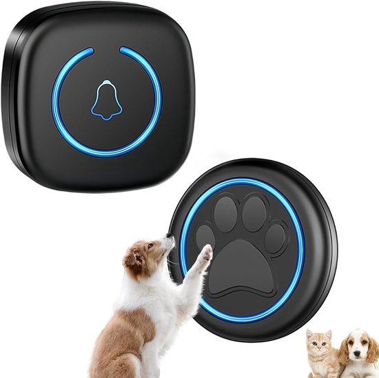 Draadloze Kattenbel-Hondenbel- Intelligente Led-Flits-Deurbel voor honden - Waterdichte Deurbel met 300 m bereik- 60 beltonen- 5 standen instelbaar volume