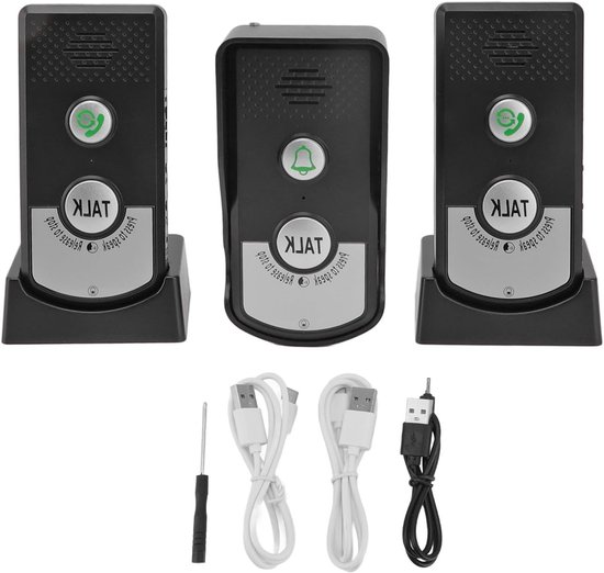 Draadloze Oproepdeurbel voor Thuis - Beveiligingssystemen - Spraakintercom - USB Opladen - Intelligent - 1000m Bereik - Geschikt voor Alle Modellen - Zwart