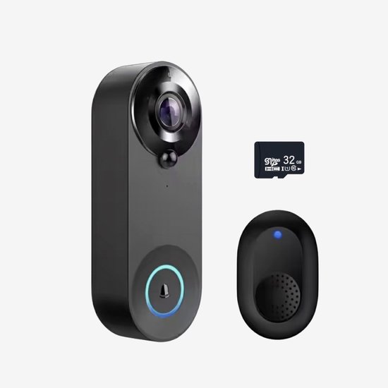 Draadloze Slimme HD Video Deurbel – WiFi – Oplaadbaar – Inclusief Binnenbel & 32GB SD-kaart – 150° Groothoek – Twee-weg Audio – Bewegingsdetectie – Nachtzicht van HomeFrogs