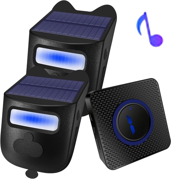 Draadloze Solar Oprit Sensor met Beweging Detectie en Weerbestendige Deurbel voor DIY Beveiligingssysteem (2 Sensors en 1 Deurbel)