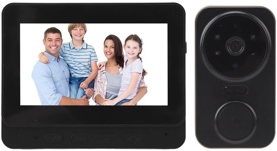 Draadloze Video Deurbel – 480P HD – 2-Weg Audio – met Binnenmonitor – Voor Thuis & Ouderen van Merkloos
