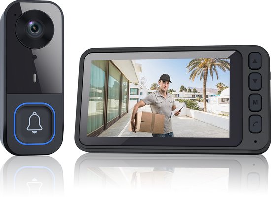 Draadloze Video Deurbel Camera - 4,5 inch scherm - HD waterdicht met nachtzicht - 120° groothoeklens - Lange batterijduur - Micro SD-kaart voor opslag