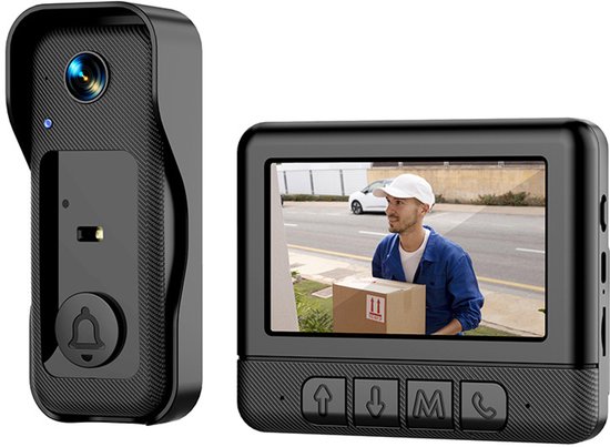 Draadloze video deurbel camera met monitor, 4,3 inch IPS-scherm, infrarood nachtzicht, 2-weg audio-intercom, waterdicht van Merkloos