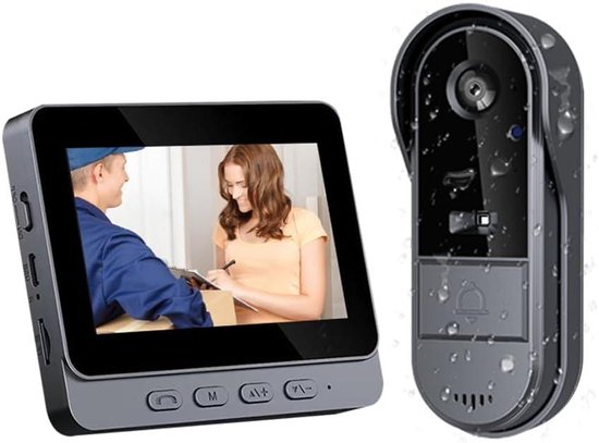 Draadloze Video Deurbel - Deurcamera Monitor - Veiligheid Thuis - Geen WiFi Nodig - 4.3 Inch Scherm - Zwart