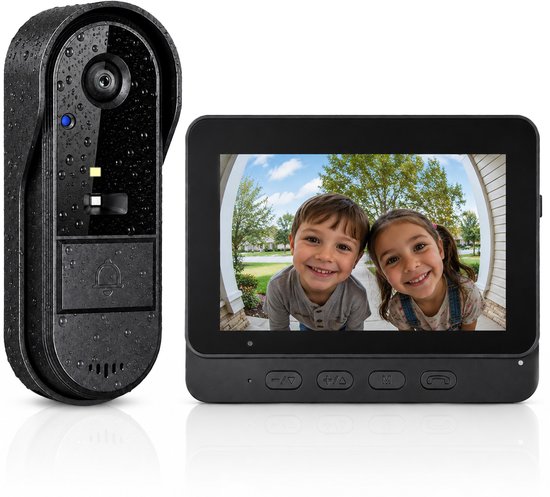Draadloze Video Deurbel met Camera - 2.4GHz Zonder WiFi & App - IP65 Waterdicht - Nachtzicht & Tweeweg Audio - Automatische Foto & Video - Geen Abonnement