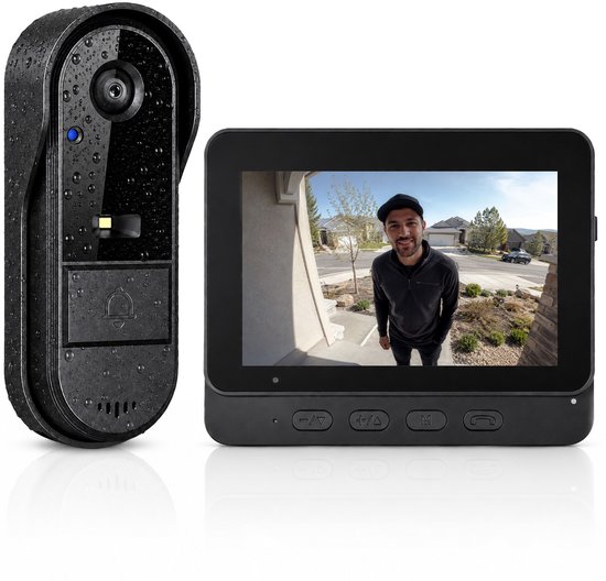 Draadloze Video Deurbel met Camera - 4,3 Inch Scherm - Zonder Abonnement & WiFi - IP65 Waterdicht - 1000mAh Oplaadbare Accu - Nachtzicht