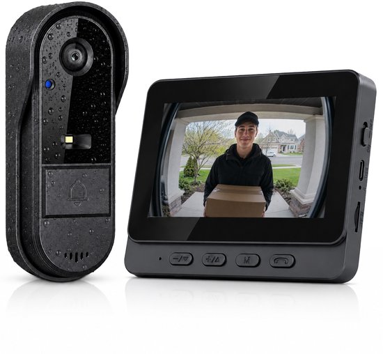 Draadloze Video Deurbel met Camera en 4,3" IPS Scherm - IP65 Waterdicht - 135° Groothoek - LED Nachtzicht - Tweeweg Audio - Zonder Abonnement & WiFi - Tot 3 Maanden Accuduur